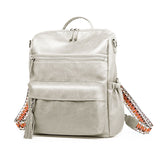 Grey Fashionable Large-Capacity Women's Backpack - Waterproof, Durable, High-Quality PU Leather - Travel Backpack - Vintage-Style PU Leather Backpack