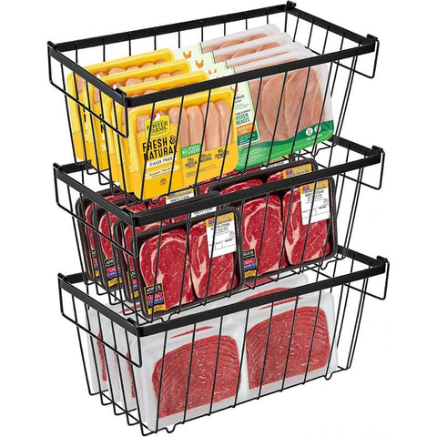 3pcsMultifunctional Kitchen Storage Basket, Fridge Organizer for Ice Cream Meatballs, Divided Storage Bin for Bedroom Bathroom Cabinet Sundries-3PCS In Australia - Darrahopens