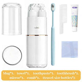 8-in-1 Portable Travel Toiletry Organizer Cup, Travel-Sized Toiletry Set for Business Trips and Vacations, Multifunctional All-in-One Travel Essential - White