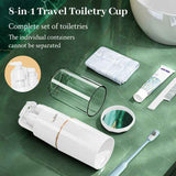 8-in-1 Portable Travel Toiletry Organizer Cup, Travel-Sized Toiletry Set for Business Trips and Vacations, Multifunctional All-in-One Travel Essential - White