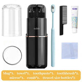 8-in-1 Portable Travel Toiletry Organizer Cup, Travel-Sized Toiletry Set for Business Trips and Vacations, Multifunctional All-in-One Travel Essential - Black