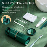 8-in-1 Portable Travel Toiletry Organizer Cup, Travel-Sized Toiletry Set for Business Trips and Vacations, Multifunctional All-in-One Travel Essentials - Green