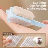 3-in-1 Multi-Functional Long-Handled Bath Brush, Combining Bath Sponge, Soft-Bristle Brush, and Washcloth in One, Home Exfoliating Bath Brush, Back Scrubber - Blue