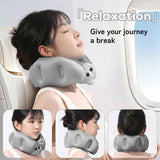 Portable Inflatable Travel Neck Pillow, Nap Pillow, Comfortable Neck Support for Long Trips, Easy to Pack for Business Trips and Travel, Foldable and Slim Travel Pillow - Gray