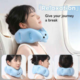 Portable Inflatable Travel Neck Pillow, Nap Pillow, Comfortable Neck Support for Long Trips, Easy to Pack for Business Trips and Travel, Foldable and Slim Travel Pillow - Blue