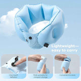 Portable Inflatable Travel Neck Pillow, Nap Pillow, Comfortable Neck Support for Long Trips, Easy to Pack for Business Trips and Travel, Foldable and Slim Travel Pillow - Blue