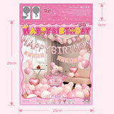 Birthday Party Decor Set: “HAPPY BIRTHDAY” Balloons + Bunting + Crown Set, Birthday Party Decor - Pink Set