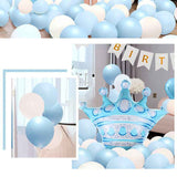 Birthday Party Decor Set: “HAPPY BIRTHDAY” Balloons + Bunting + Crown Set, Birthday Party Decor - Blue Set