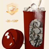 Electric Automatic Mixing Cup, One-Button Shaker Cup, Food-Grade Portable Coffee/Water Cup with Dual Spouts, Type-C Charging, Portable Leak-Proof Electric Mixing Cup with Carrying Strap—Red