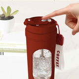 Electric Automatic Mixing Cup, One-Button Shaker Cup, Food-Grade Portable Coffee/Water Cup with Dual Spouts, Type-C Charging, Portable Leak-Proof Electric Mixing Cup with Carrying Strap—Red