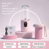 Portable Electric Juicer Cup, with Digital Display for Home Use, High-Power 16-Blade Head, Large-Capacity Outdoor Portable Wireless Charging Juicer Cup, Food-Grade Material with Child Safety Lock Design - Pink
