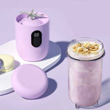 Portable Electric Juicer Cup, with Digital Display for Home Use, High-Power 16-Blade Head, Large-Capacity Outdoor Portable Wireless Charging Juicer Cup, Food-Grade Material with Child Safety Lock Design - Pink