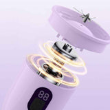 Portable Electric Juicer Cup, with Digital Display for Home Use, High-Power 16-Blade Head, Large-Capacity Outdoor Portable Wireless Charging Juicer Cup, Food-Grade Material with Child Safety Lock Design - Pink