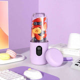 Portable Electric Juicer Cup, with Digital Display for Home Use, High-Power 16-Blade Head, Large-Capacity Outdoor Portable Wireless Charging Juicer Cup, Food-Grade Material with Child Safety Lock Design - Pink