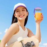Portable Electric Juicer Cup, with Digital Display for Home Use, High-Power 16-Blade Head, Large-Capacity Outdoor Portable Wireless Charging Juicer Cup, Food-Grade Material with Child Safety Lock Design - Pink