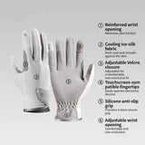 Equestrian Riding Gloves, Full-Palm Silicone Anti-Slip & Durable Touchscreen Model, Ice-Silk Cooling, Breathable, and UV-Protective, Suitable for Outdoor Sports, Driving, and Training—White-M