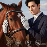 Equestrian Riding Gloves, Full-Palm Silicone Anti-Slip & Durable Touchscreen Model, Ice-Silk Cooling, Breathable, and UV-Protective, Suitable for Outdoor Sports, Driving, and Training—Black-M