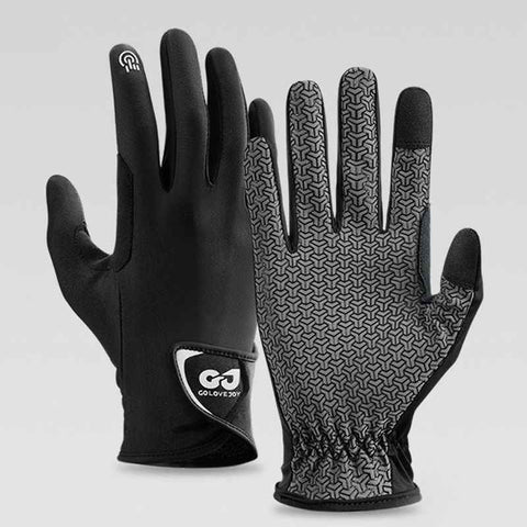 Equestrian Riding Gloves, Full-Palm Silicone Anti-Slip & Durable Touchscreen Model, Ice-Silk Cooling, Breathable, and UV-Protective, Suitable for Outdoor Sports, Driving, and Training—Black-XL