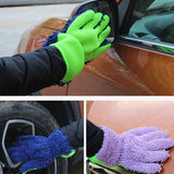 Double-Sided Chenille Car Wash Gloves, Paint-Safe Coral Fleece Car Cleaning Gloves, Five-Finger Design, Absorbs Water and Removes Dirt Easily, Car Cleaning Tools, Home and Car Cleaning Tools - Gray