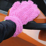 Double-Sided Chenille Car Wash Gloves, Paint-Safe Coral Fleece Car Cleaning Gloves, Five-Finger Design, Absorbs Water and Removes Dirt Easily, Car Cleaning Tools, Home and Car Cleaning Tools - Gray