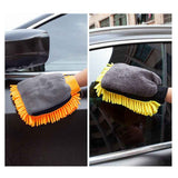 Car-Grade Chenille Car Wash Gloves, Thickened Waterproof Car Wiping Cloth, Easy-Lathering and Stain-Removing, Car Cleaning Gloves, Coral Fleece Car Wiping Gloves, Thickened Absorbent Car Cleaning Tool - Orange