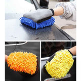 Car Chenille Washing Gloves, Thickened Waterproof Car Wipes, Easy-Lathering and Stain-Removing, Car Cleaning Gloves, Coral Fleece Car Wipes, Thickened Absorbent Car Cleaning Tools - Yellow
