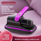 Home Wireless Dust Mite Remover, High-Powered Bed Vacuum, UV Sterilizing Fully Automatic Dust Mite Remover - Purple