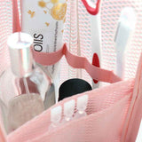 EVA Mesh Travel Toothbrush Organizer, Portable Toiletry Pouch, Multifunctional Organizer for Toothpaste, Eyebrow Pencils, and Lipstick - White