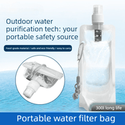 Portable Outdoor Water Filter Bag, Emergency Ultrafiltration Water Purifier, Camping and Hiking Direct-Drink Filter, Disaster Relief and Survival Water Purification Tool
