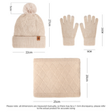 Women's Fashionable Winter 3-Piece Set: Knit Hat, Scarf, and Gloves.  A must-have for outdoor skiing and cycling - Black