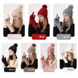 Women's Fashionable Winter 3-Piece Set: Knit Hat, Scarf, and Gloves.  A must-have for outdoor skiing and cycling - Black