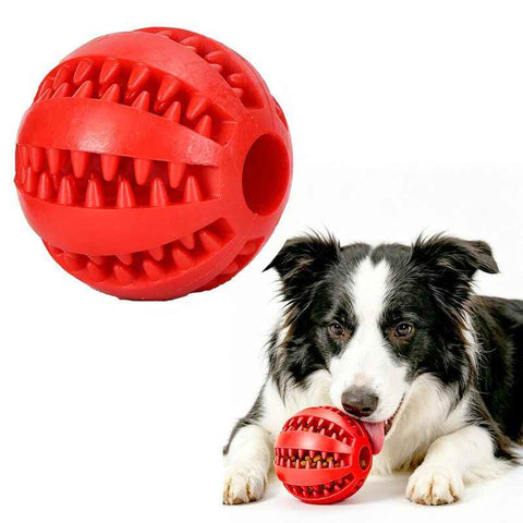 2 Large Pet Food Dispenser Balls, 7 cm – Durable Teething and Dental Care Toys – Red