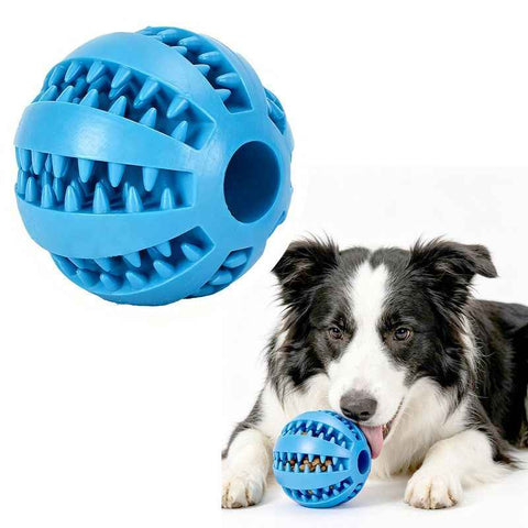 2 Large Pet Food Dispenser Balls, 7 cm – Durable Teething and Dental Care Toys – Blue