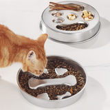 2-Piece Stainless Steel Slow Feeder Set for Pets, Reversible, for Cats and Dogs – Fishbone Design