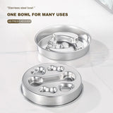 2-Piece Stainless Steel Slow Feeder Set for Pets, Reversible, for Cats and Dogs – Fishbone Design