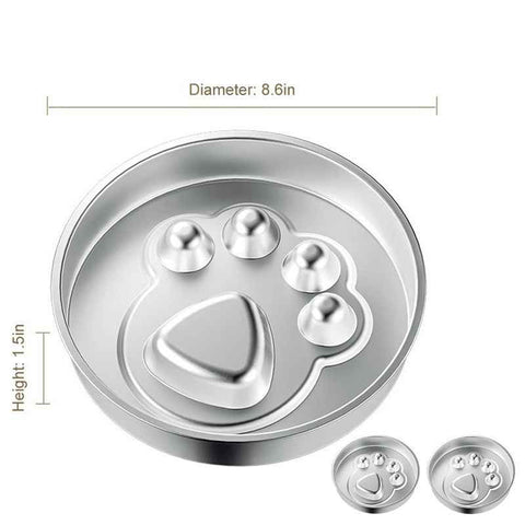 2-Piece Stainless Steel Slow Feeder Set for Pets, Reversible, for Cats and Dogs – Paw Design