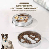 2-Piece Stainless Steel Slow Feeder Set for Pets, Reversible, for Cats and Dogs – Paw Design