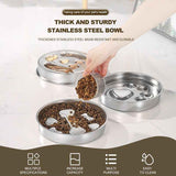 2-Piece Stainless Steel Slow Feeder Set for Pets, Reversible, for Cats and Dogs – Paw Design