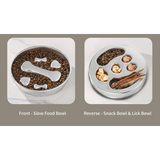 2-Piece Stainless Steel Slow Feeder Set for Pets, Reversible, for Cats and Dogs – Paw Design