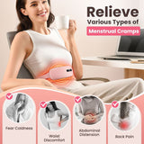 LED Display Period Heating Belt for Women, 5 Heat Settings & 4 Vibration Modes Wireless Menstrual Cramp Relief Waist Heating Pad - White