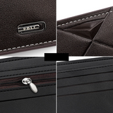 Men's Short Bifold PU Wallet, Geometric Embossed Billfold with Multiple Card Slots and Zipper Coin Pocket for Business, Casual, and Daily Use - Black