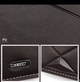 Men's Short Bifold PU Wallet, Geometric Embossed Billfold with Multiple Card Slots and Zipper Coin Pocket for Business, Casual, and Daily Use - Black