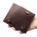 Men's Short Bifold PU Wallet, Geometric Embossed Billfold with Multiple Card Slots and Zipper Coin Pocket for Business and Casual Daily Use - Light Brown