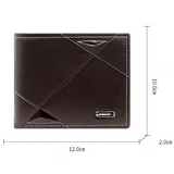 Men's Short Bifold PU Wallet, Geometric Embossed Billfold with Multiple Card Slots and Zipper Coin Pocket for Business and Casual Daily Use - Light Brown