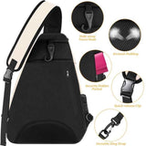 Multifunction Sling Tennis Bag, Waterproof Oxford Crossbody Sports Backpack, with Water Bottle Pocket & Hidden Ball Compartment—Pink