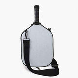 Pickleball Paddle Cover, Breathable Perforated Racket Protector Case with Zipper Pocket & Adjustable Crossbody Strap - White