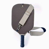 Pickleball Paddle Cover, Breathable Perforated Racket Protector Case with Zipper Pocket & Adjustable Crossbody Strap - Gray