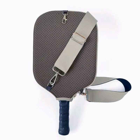 Pickleball Paddle Cover, Breathable Perforated Racket Protector Case with Zipper Pocket & Adjustable Crossbody Strap - Gray