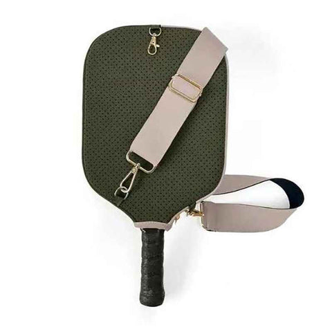 Pickleball Paddle Cover, Breathable Perforated Racket Protector Case with Zipper Pocket & Adjustable Crossbody Strap - Green