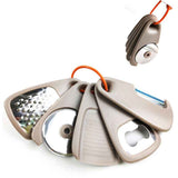 5 In 1 Portable Kitchen Gadget Set, Stainless Steel Pizza Cutter, Peeler, Cheese Grater, Garlic Grinder & Bottle Opener Multi-function Kitchen Tools